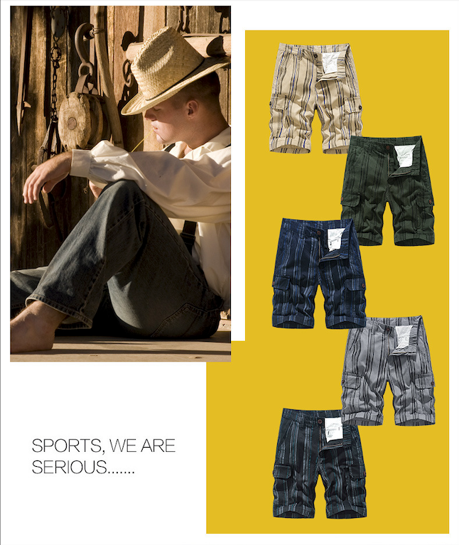 DazzleSport Men's Casual Cotton Zip-Up Cargo Shorts