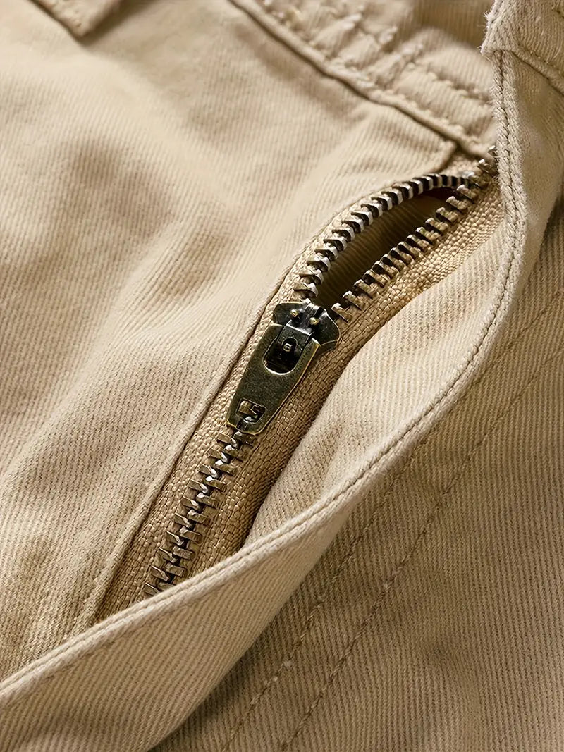 DazzleSport Washed Solid Color Multi-pocket Cargo Shorts