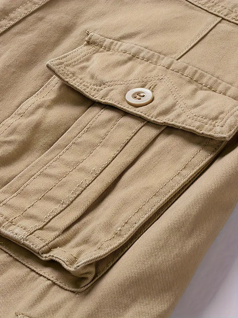 DazzleSport Washed Solid Color Multi-pocket Cargo Shorts