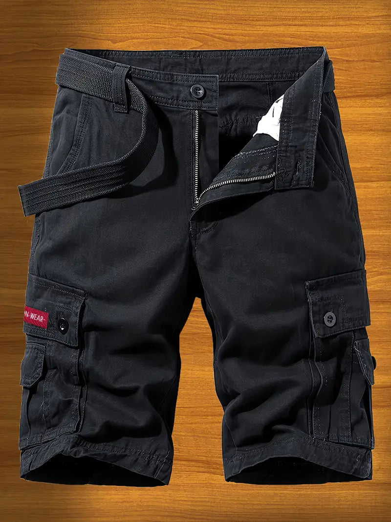 DazzleSport Washed Solid Color Multi-pocket Cargo Shorts