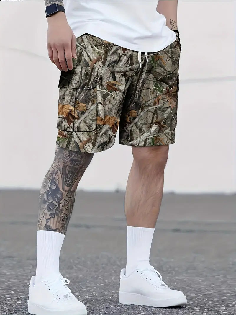 DazzleSport Vintage Tree Branch Camouflage Cargo Shorts