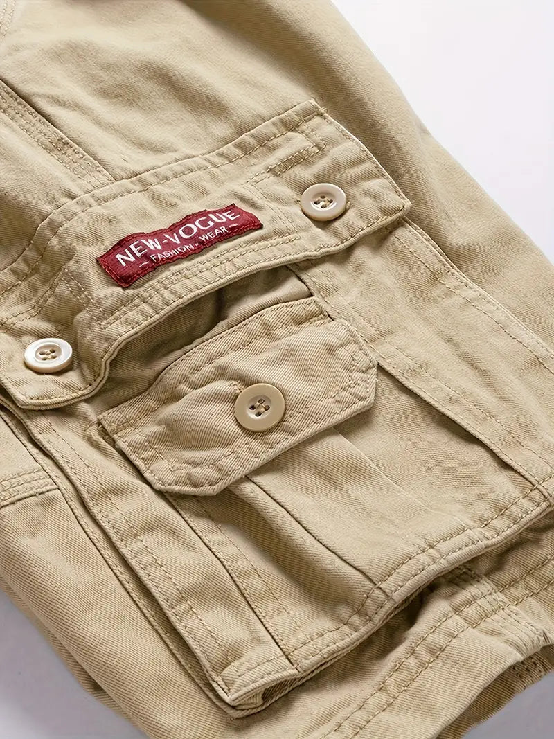 DazzleSport Washed Solid Color Multi-pocket Cargo Shorts