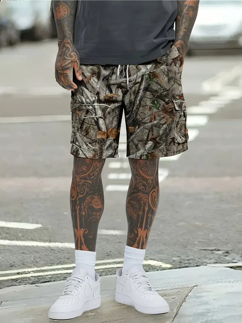DazzleSport Vintage Tree Branch Camouflage Cargo Shorts