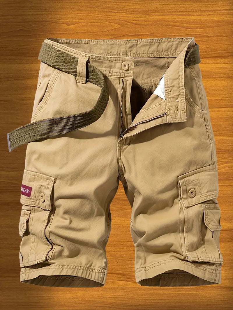 DazzleSport Washed Solid Color Multi-pocket Cargo Shorts