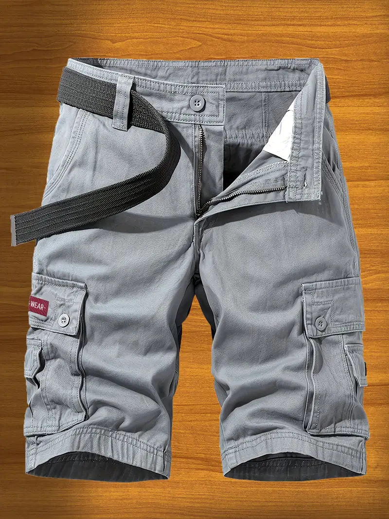 DazzleSport Washed Solid Color Multi-pocket Cargo Shorts
