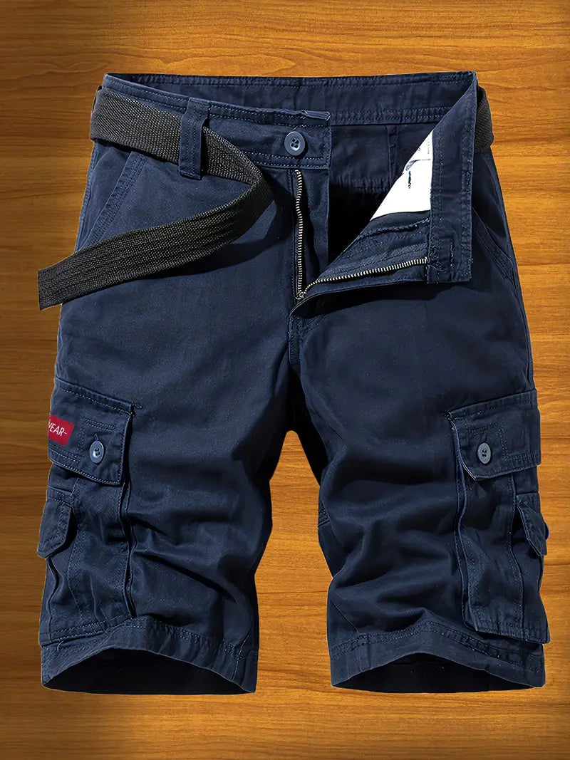 DazzleSport Washed Solid Color Multi-pocket Cargo Shorts