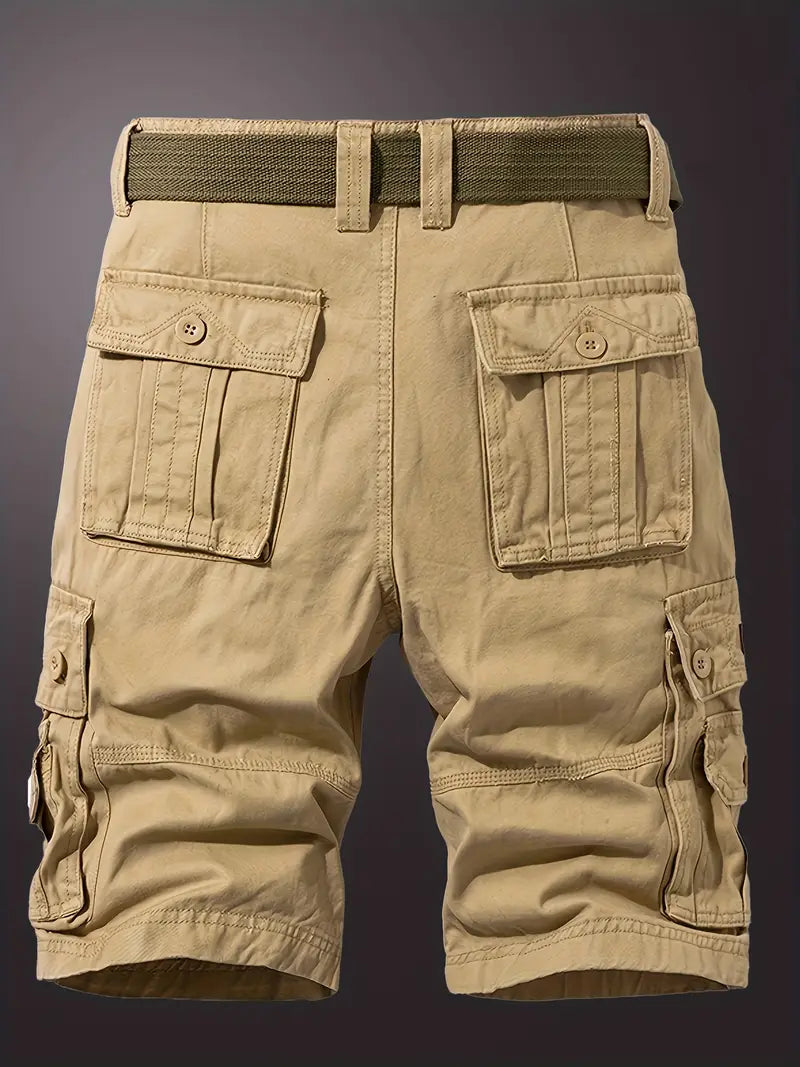 DazzleSport Washed Solid Color Multi-pocket Cargo Shorts