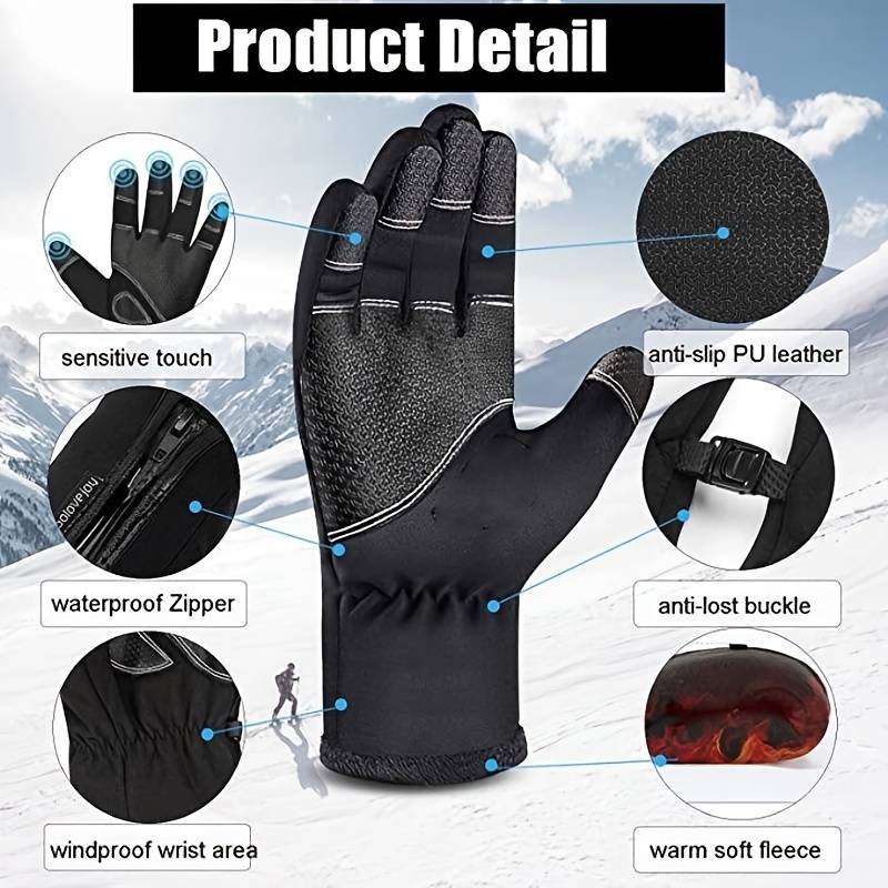 Dazzlesport™ Winter Waterproof Touchscreen Windproof Thermal Gloves