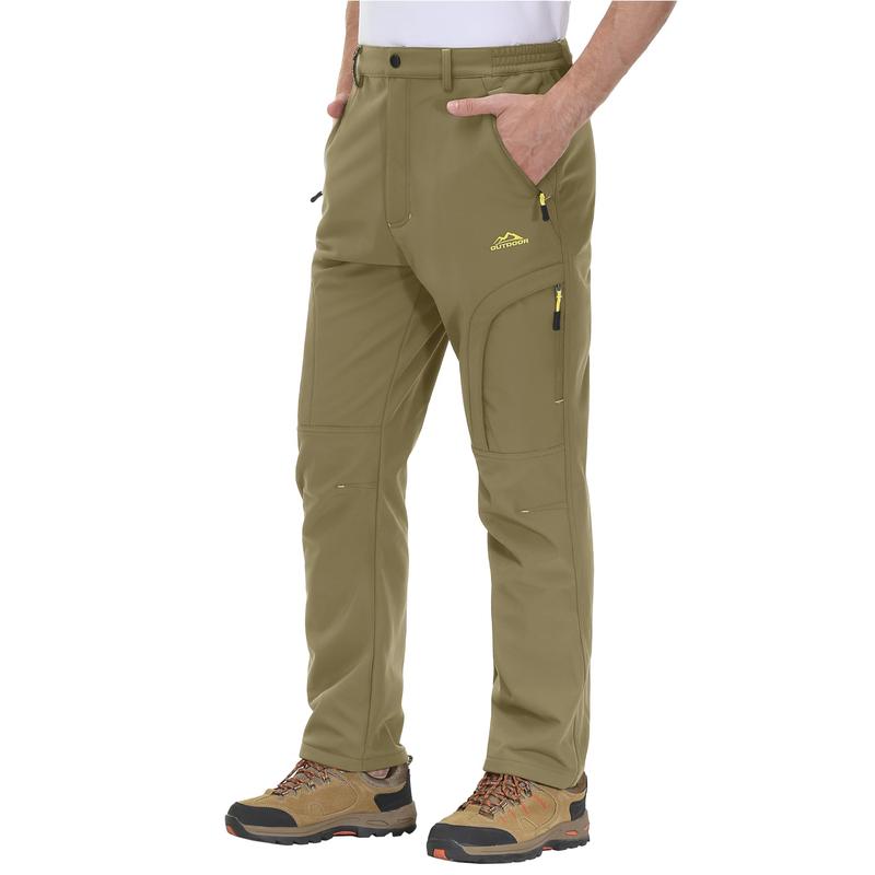 Men's Winter Pants 5 Zip Pockets Snow Ski Pants Fleece Lined Water Resistant Hiking Pants