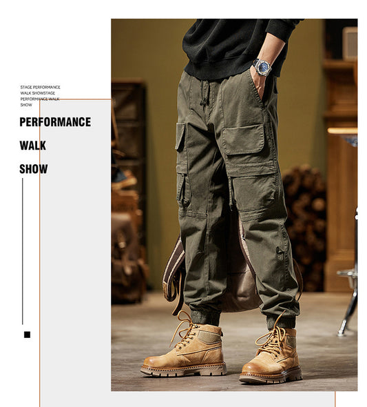 DazzleSport Men's Vintage Fashion Multi-Pocket Cargo Pants