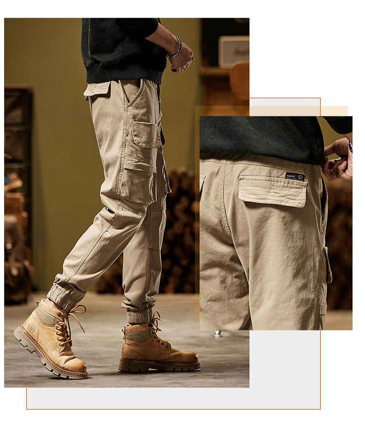 DazzleSport Men's Vintage Fashion Multi-Pocket Cargo Pants