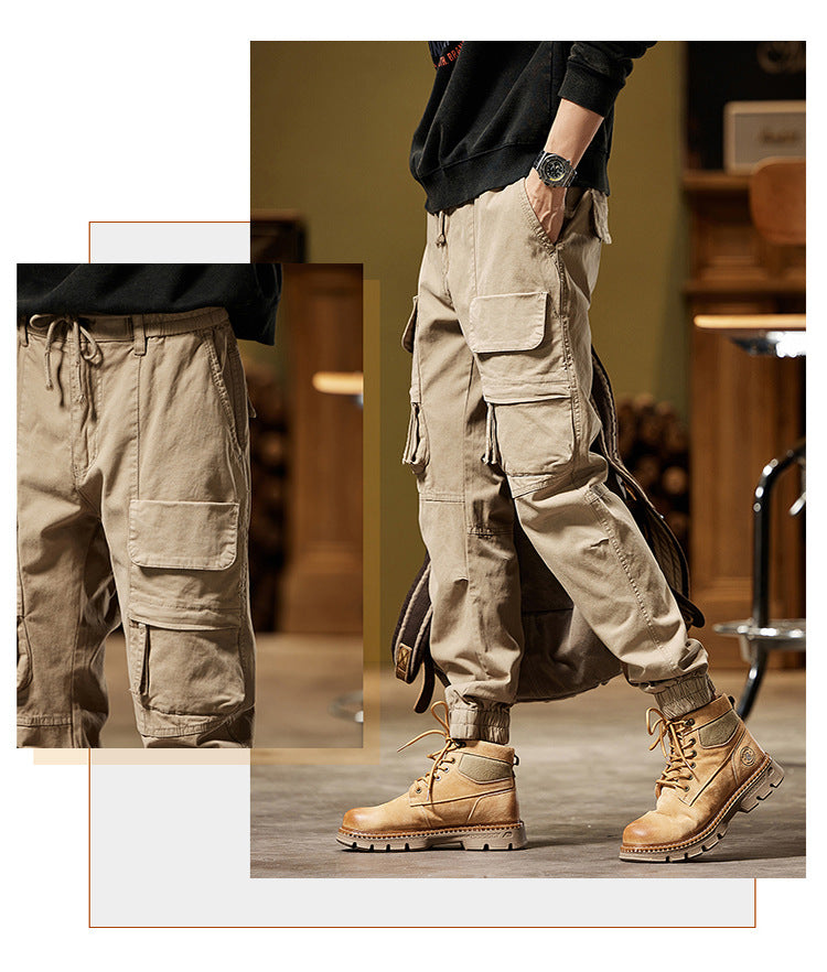 DazzleSport Men's Vintage Fashion Multi-Pocket Cargo Pants