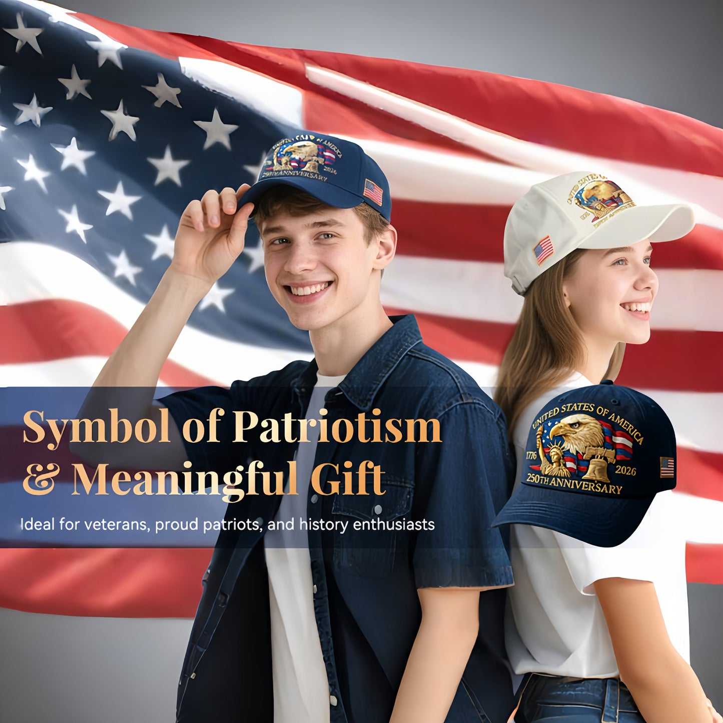 United States 250th Anniversary Eagle Patriotic Baseball Cap TT