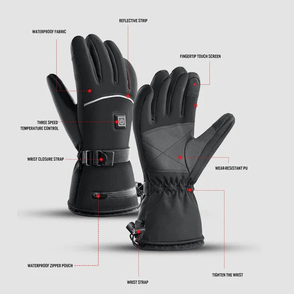 Dazzlesport™ Leather Rechargeable Heated Gloves