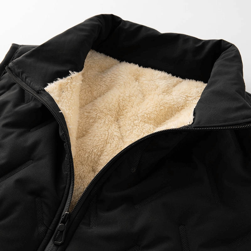 Warm Casual Male Lambswool Vest with Stand Collar