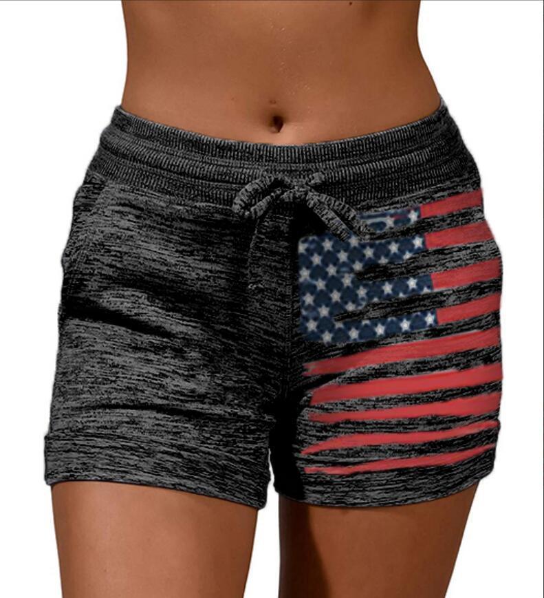 American Flag Print Drawstring Soft Shorts